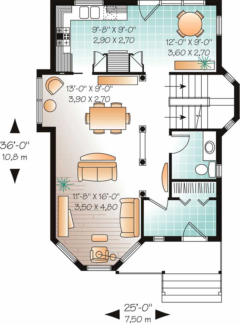 Floor Plan First Story of Small House Plans #126-1365