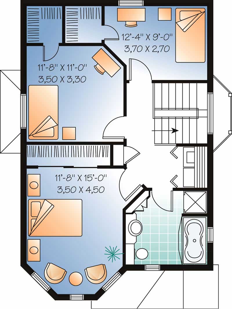 Floor Plan Second Story of Small House Plans #126-1365