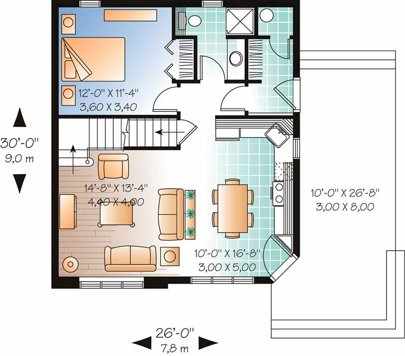 Floor Plan First Story of Contemporary Plan #126-1366