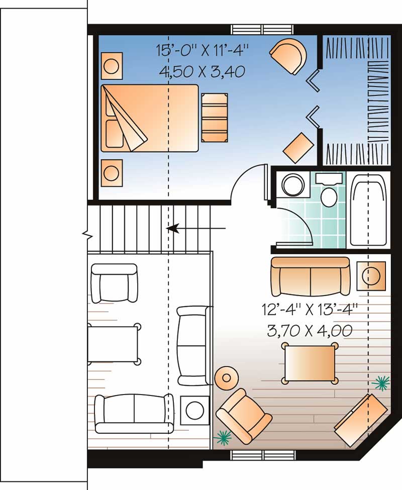 Floor Plan Second Story of Contemporary Plan #126-1366