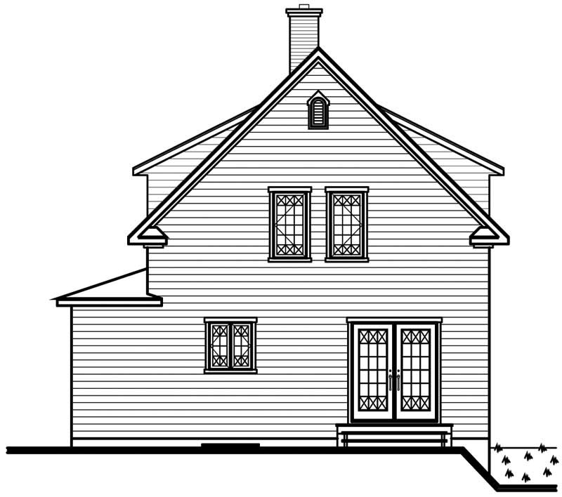 Home Plan Rear Elevation of this 3-Bedroom,1501 Sq Ft Plan -126-1367