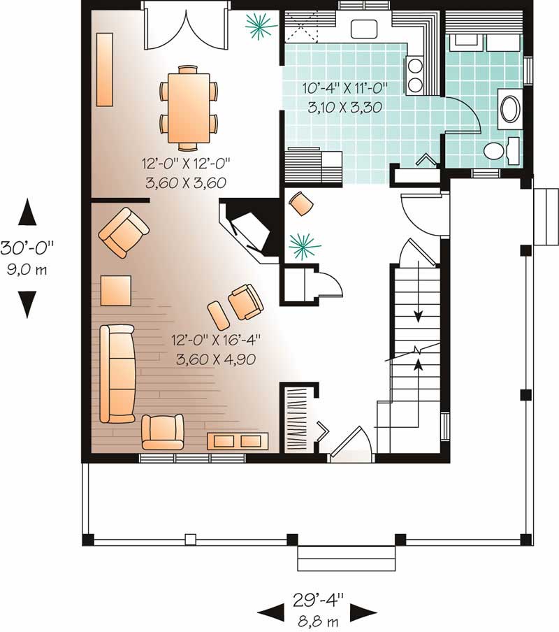 Floor Plan First Story of Country Plan #126-1367