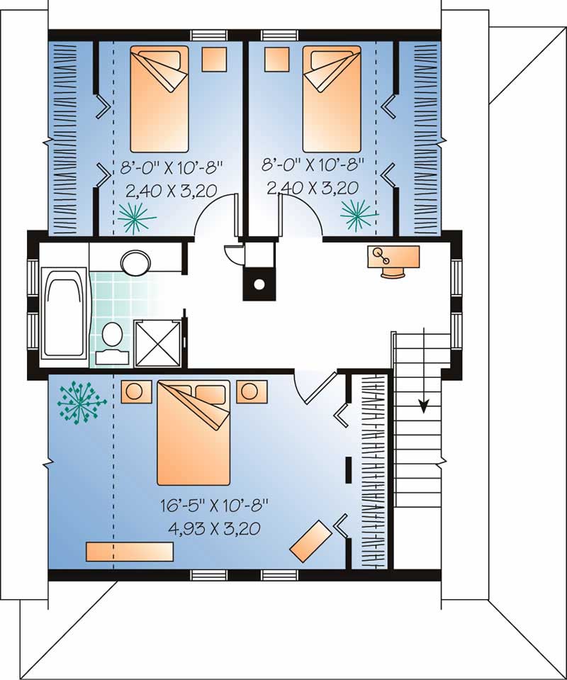 Floor Plan Second Story of Country Plan #126-1367