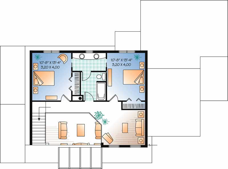 Floor Plan Second Story of Contemporary Plan #126-1369