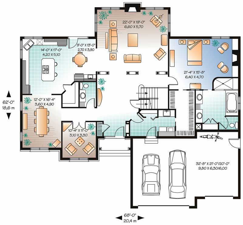 Floor Plan First Story of Contemporary Plan #126-1371