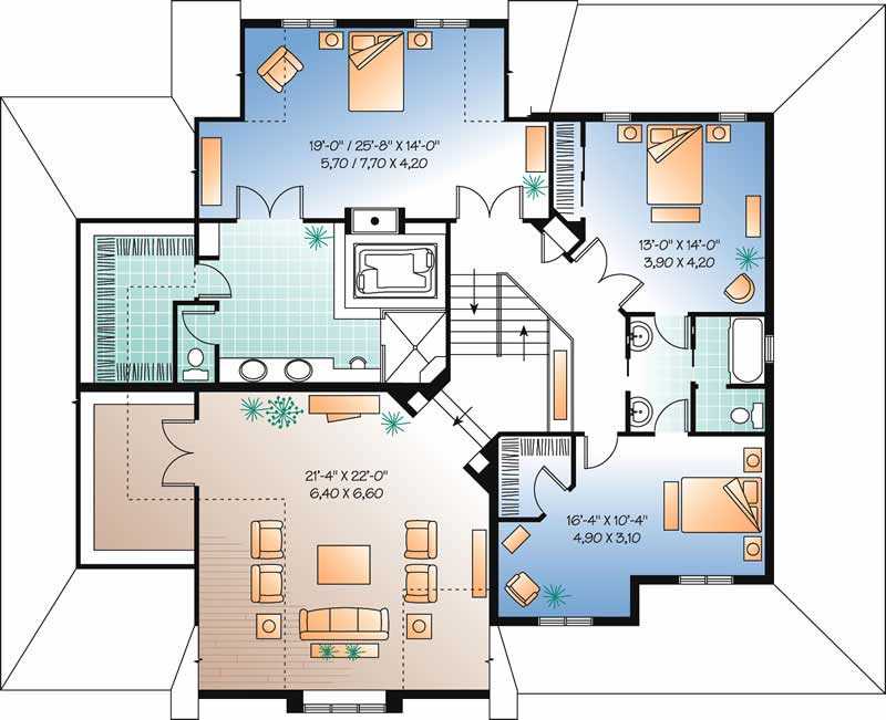 Floor Plan Second Story of Contemporary Plan #126-1372