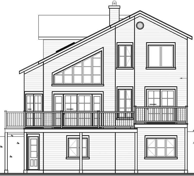 Home Plan Rear Elevation of this 3-Bedroom,1737 Sq Ft Plan -126-1373