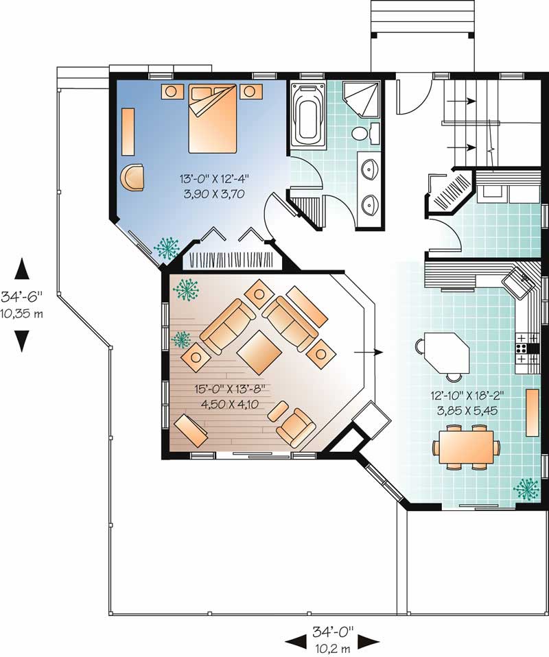 Floor Plan First Story of Contemporary Plan #126-1373