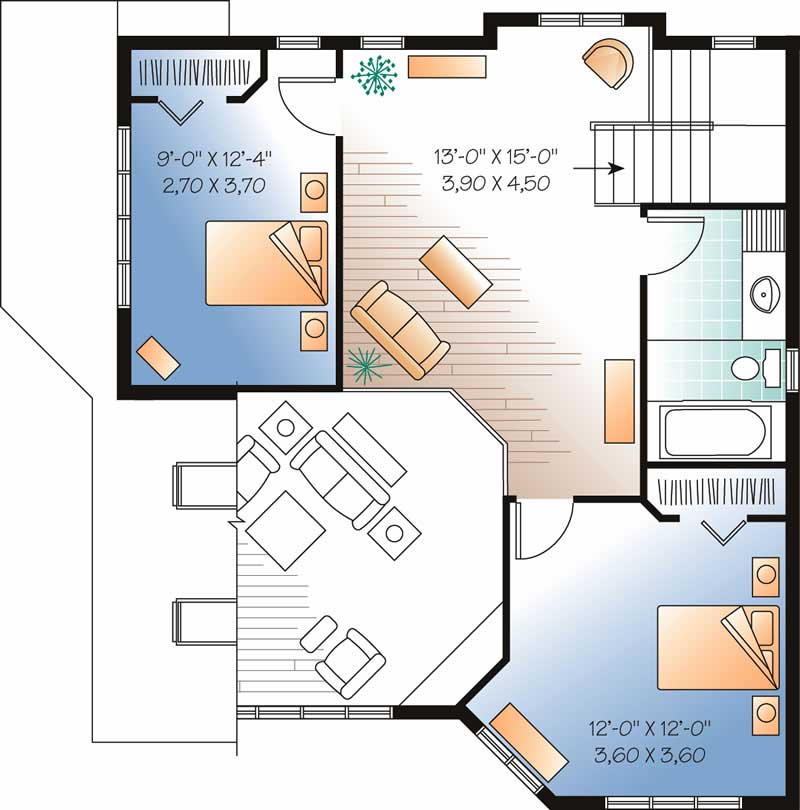 Floor Plan Second Story of Contemporary Plan #126-1373