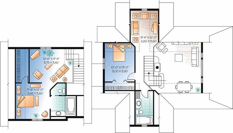 Floor Plan Second Story of Contemporary Plan #126-1374