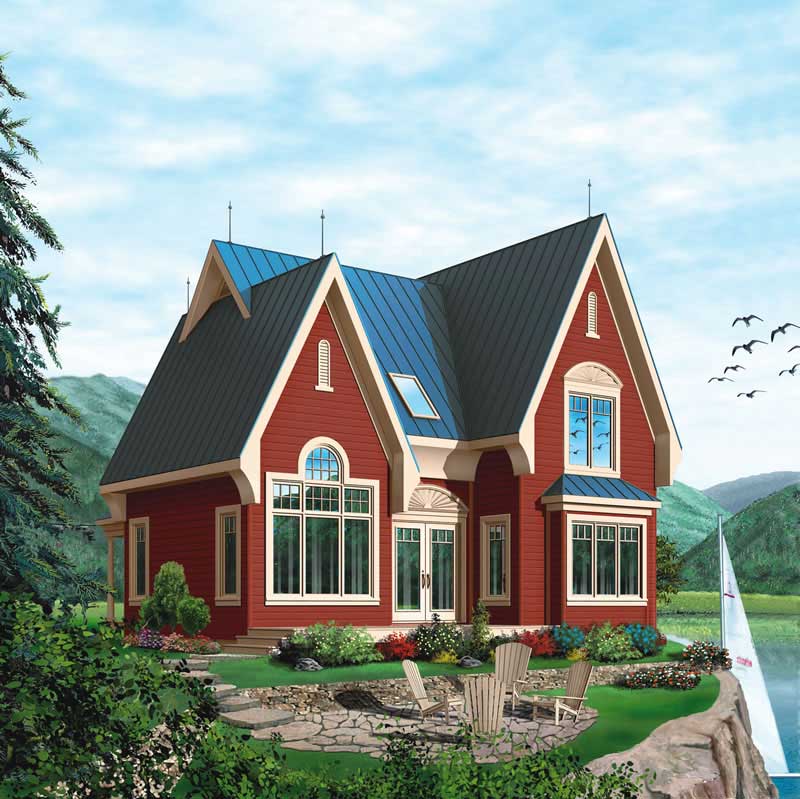 Front elevation of Lake home (ThePlanCollection: House Plan #126-1375)