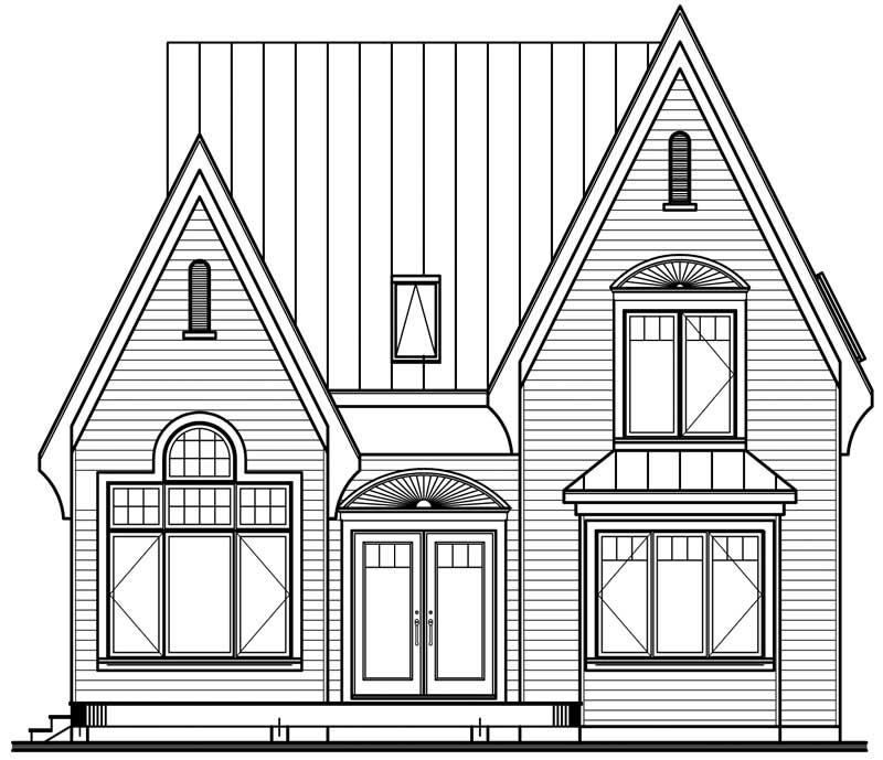 Home Plan Rear Elevation of this 3-Bedroom,1498 Sq Ft Plan -126-1375