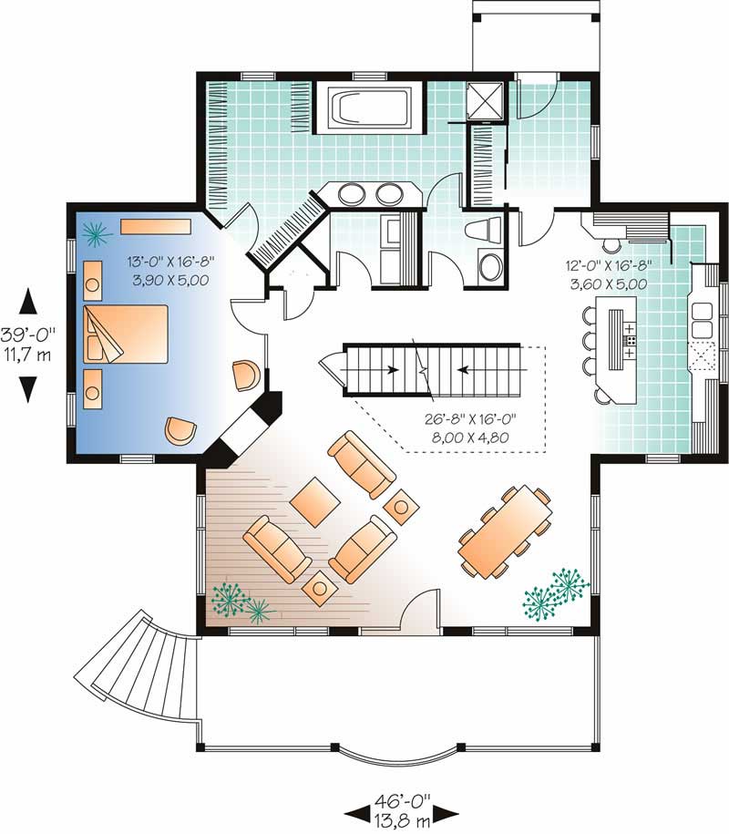 Floor Plan First Story of Country Plan #126-1376