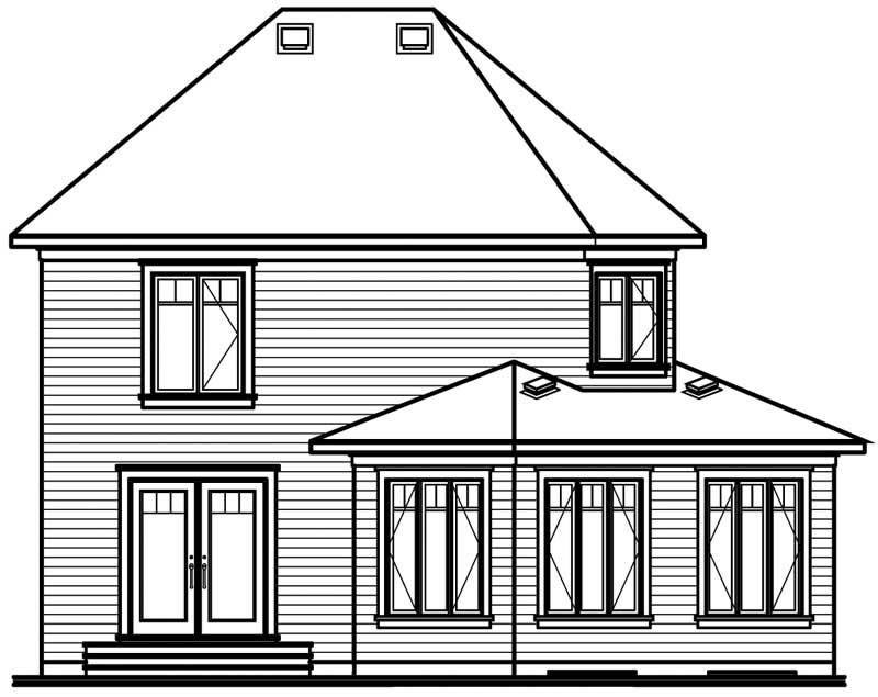 Home Plan Rear Elevation of this 3-Bedroom,1662 Sq Ft Plan -126-1382