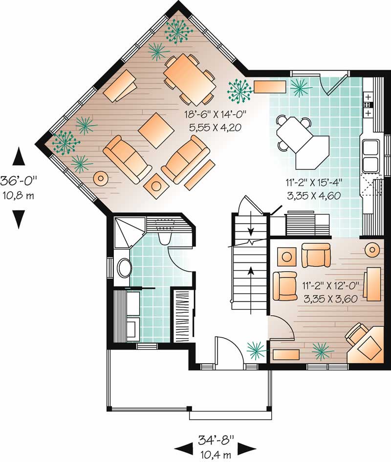 Floor Plan First Story of Farmhouse Plan #126-1382