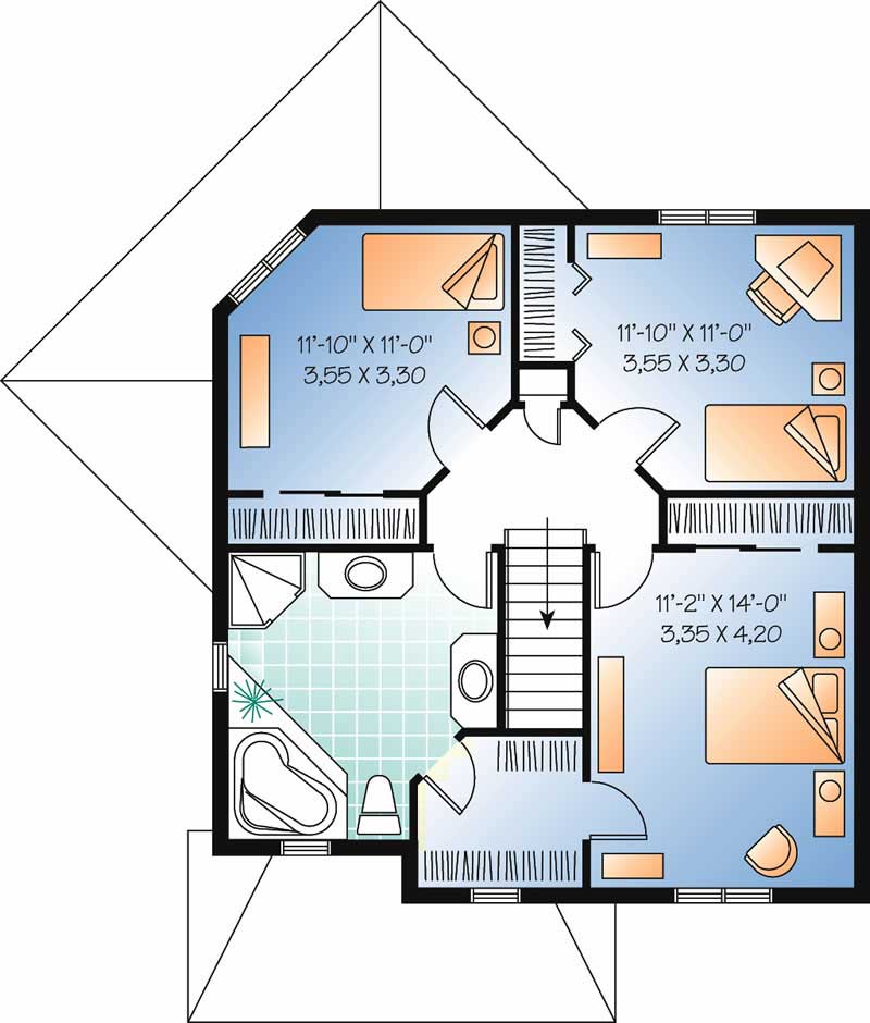 Floor Plan Second Story of Farmhouse Plan #126-1382