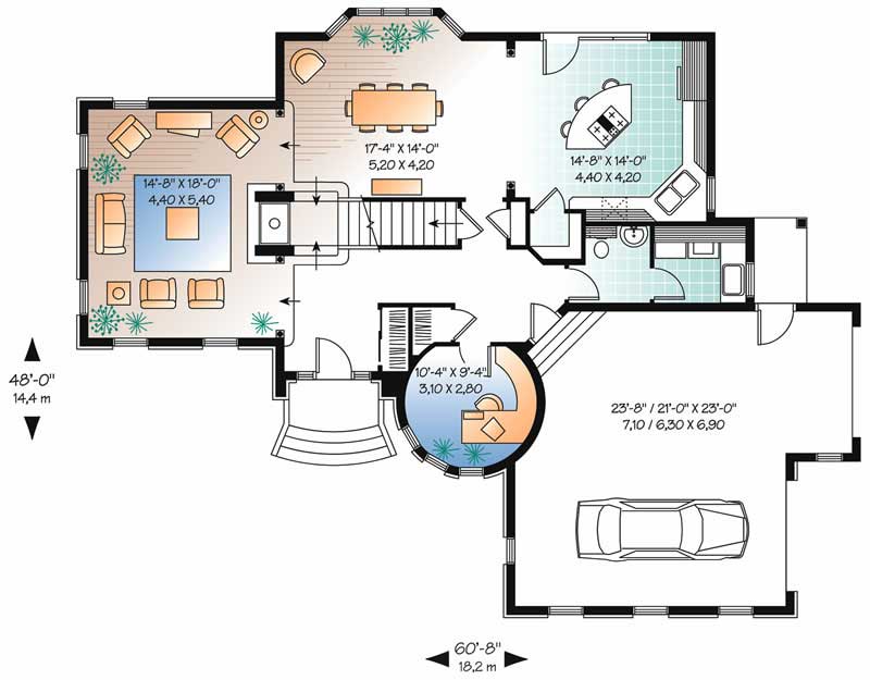 Floor Plan First Story of European Plan #126-1390