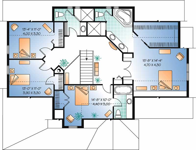 Floor Plan Second Story of Contemporary Plan #126-1403