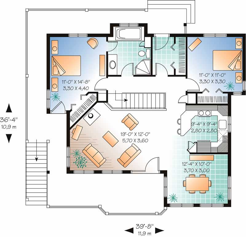 Floor Plan First Story of Ranch Plan #126-1405