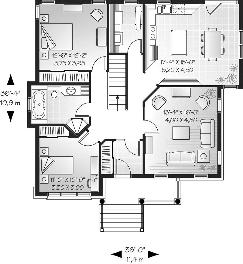 Floor Plan First Story of Ranch Plan #126-1409