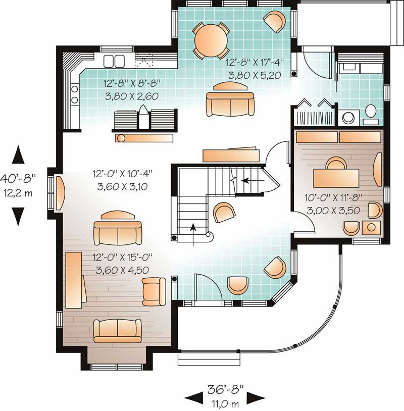 Floor Plan First Story of Victorian Plan #126-1414