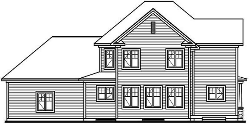 Home Plan Rear Elevation of this 4-Bedroom,2577 Sq Ft Plan -126-1415