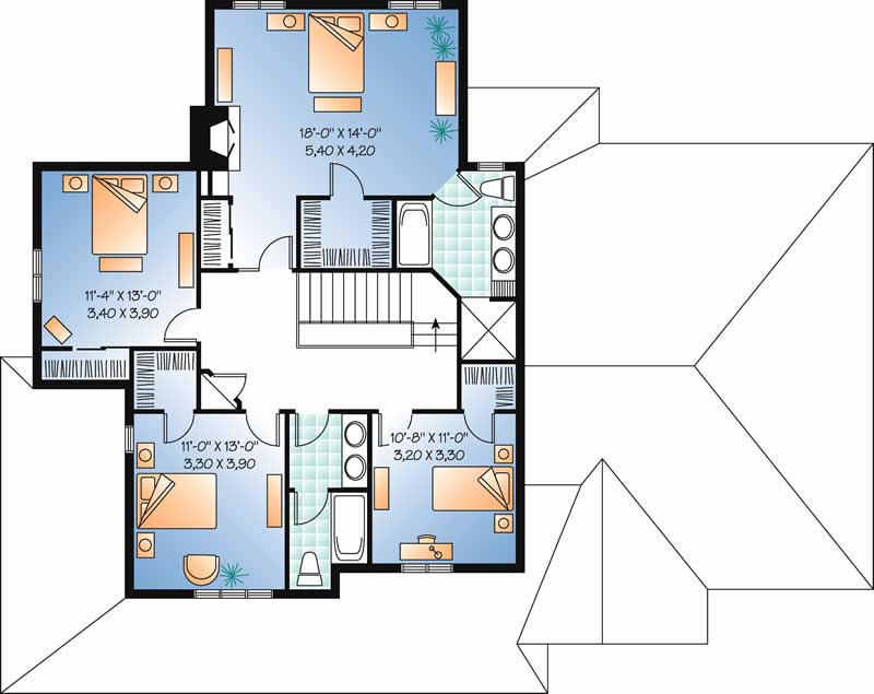 Floor Plan Second Story of Contemporary Plan #126-1415