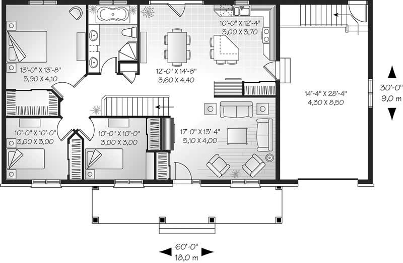 Floor Plan First Story of Ranch Plan #126-1416