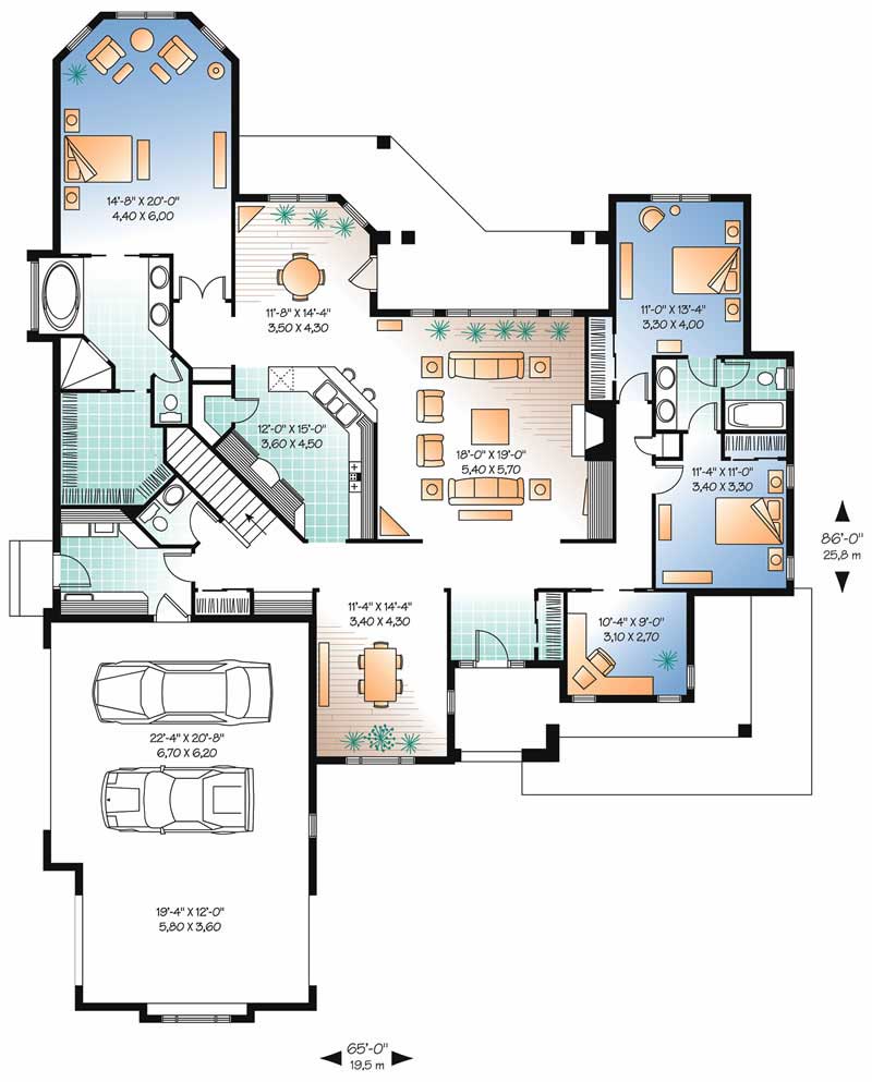 Floor Plan First Story of Contemporary Plan #126-1418