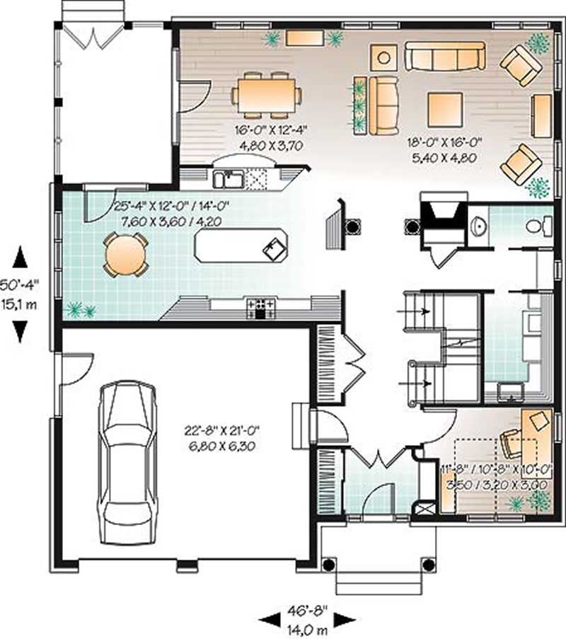 Floor Plan First Story of Country Plan #126-1419