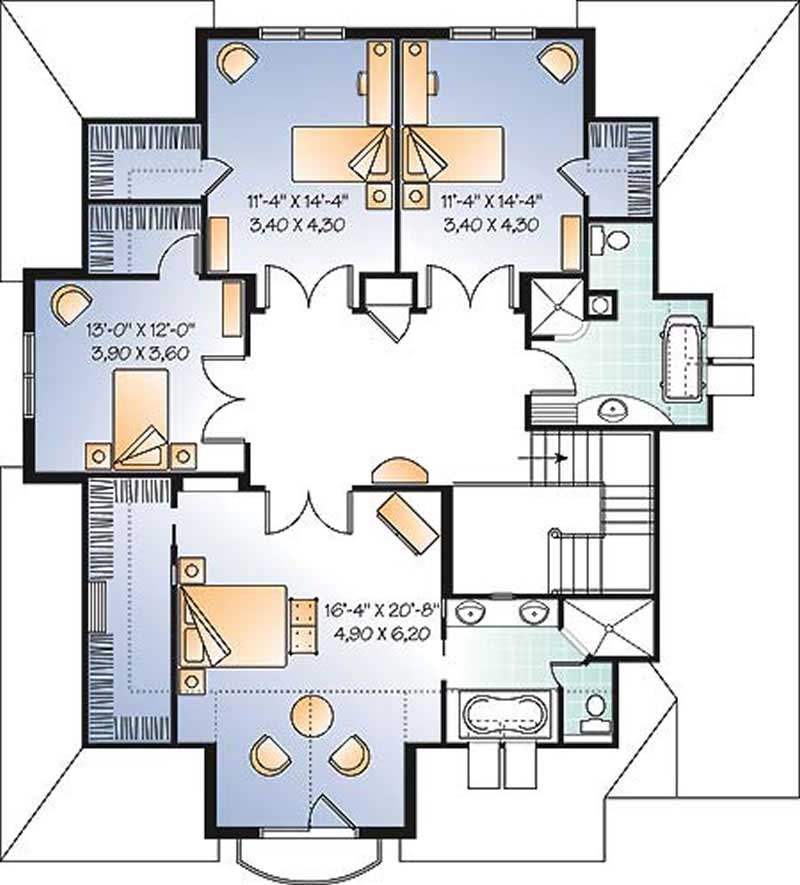 Floor Plan Second Story of Country Plan #126-1419