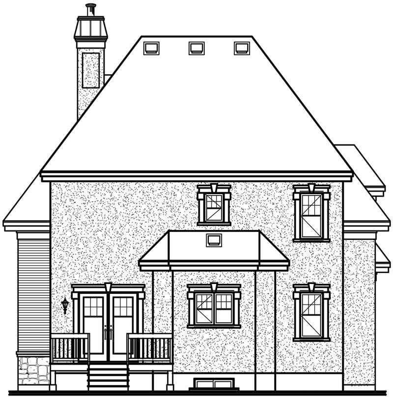 Home Plan Rear Elevation of this 3-Bedroom,1727 Sq Ft Plan -126-1421