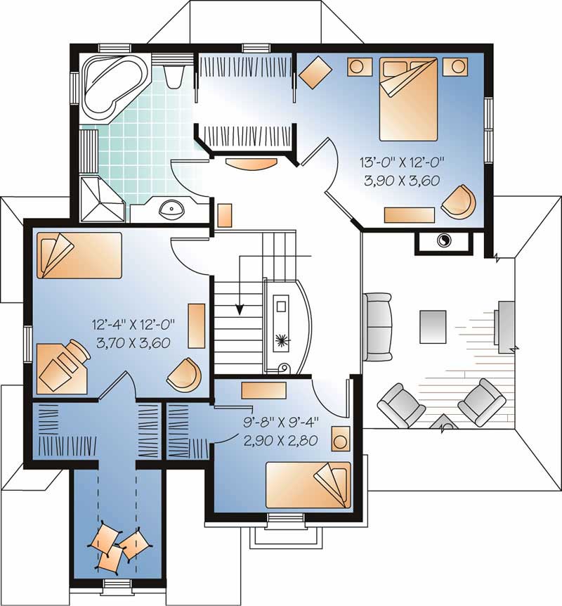 Floor Plan Second Story of Contemporary Plan #126-1421