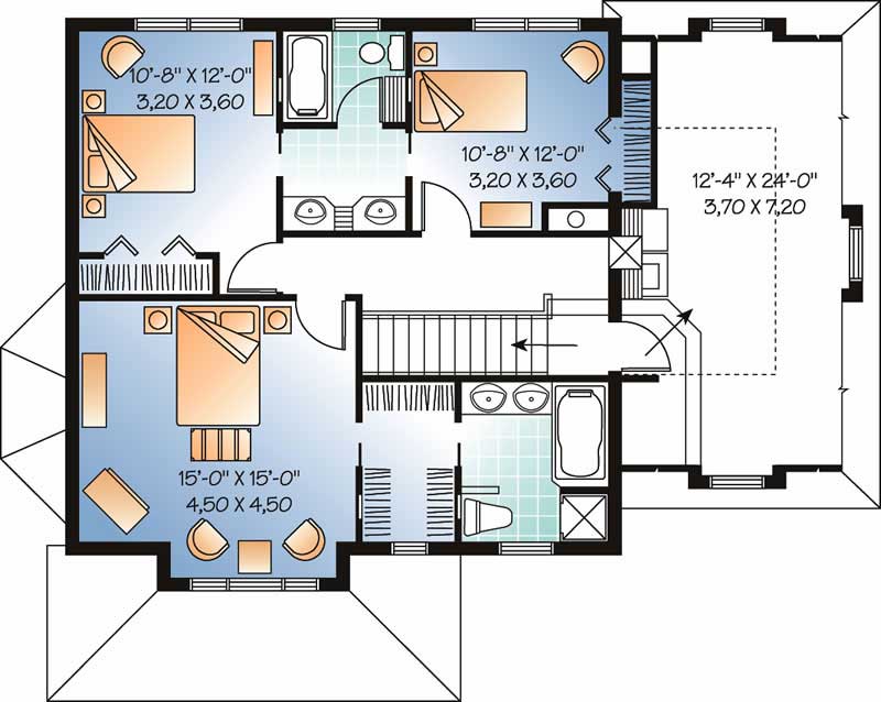 Floor Plan Second Story of Contemporary Plan #126-1427