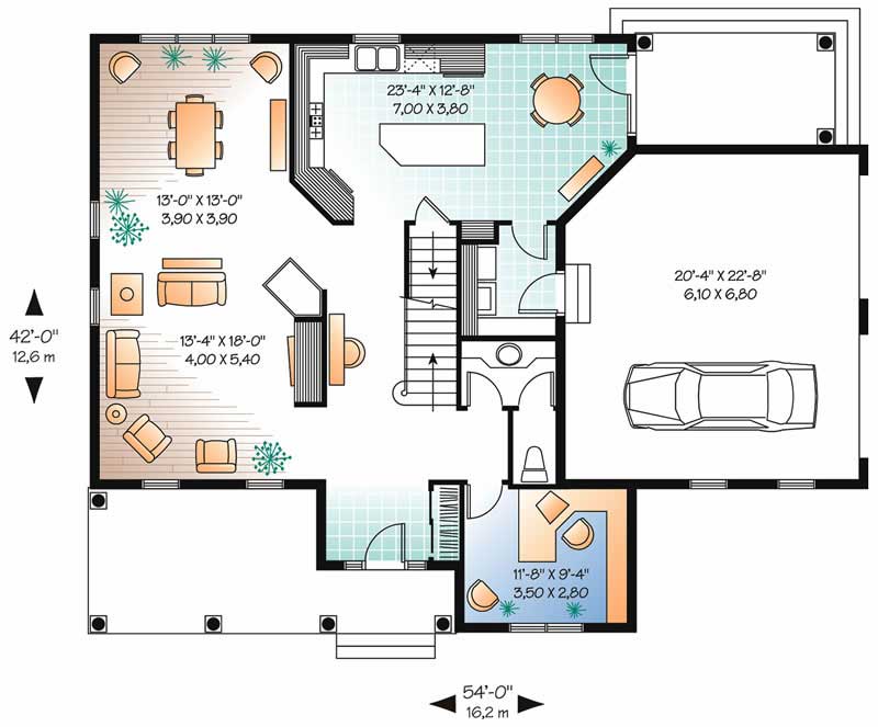 Floor Plan First Story of Country Plan #126-1441