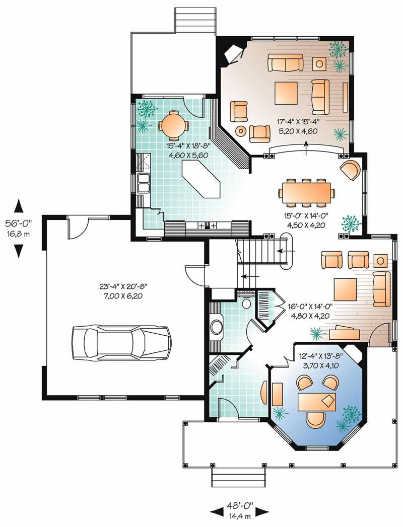 Floor Plan First Story of Contemporary Plan #126-1442