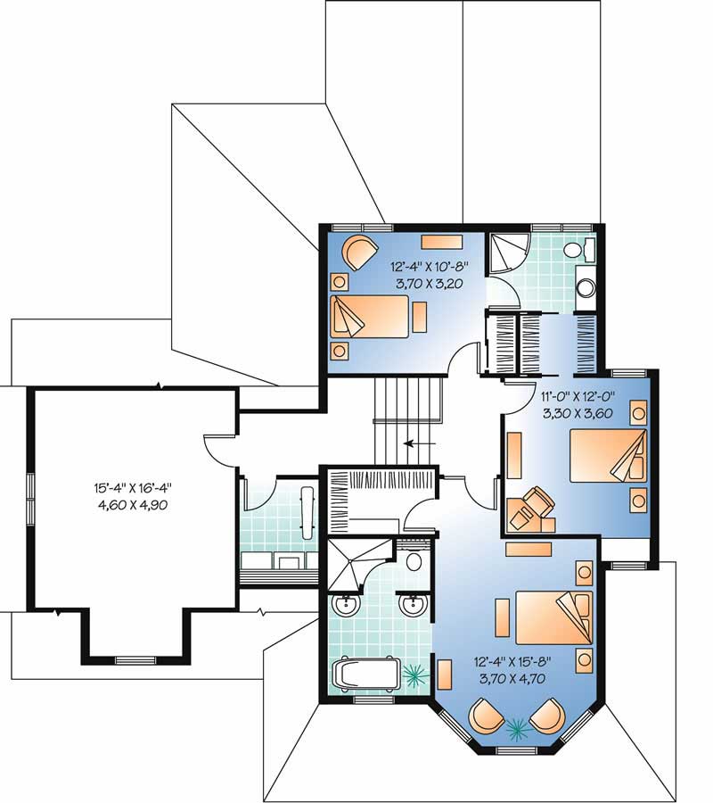 Floor Plan Second Story of Contemporary Plan #126-1442