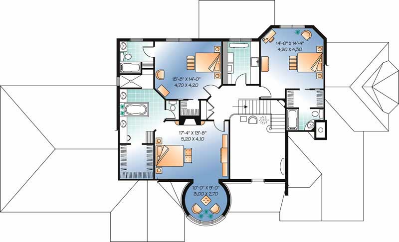 Floor Plan Second Story of Contemporary Plan #126-1445