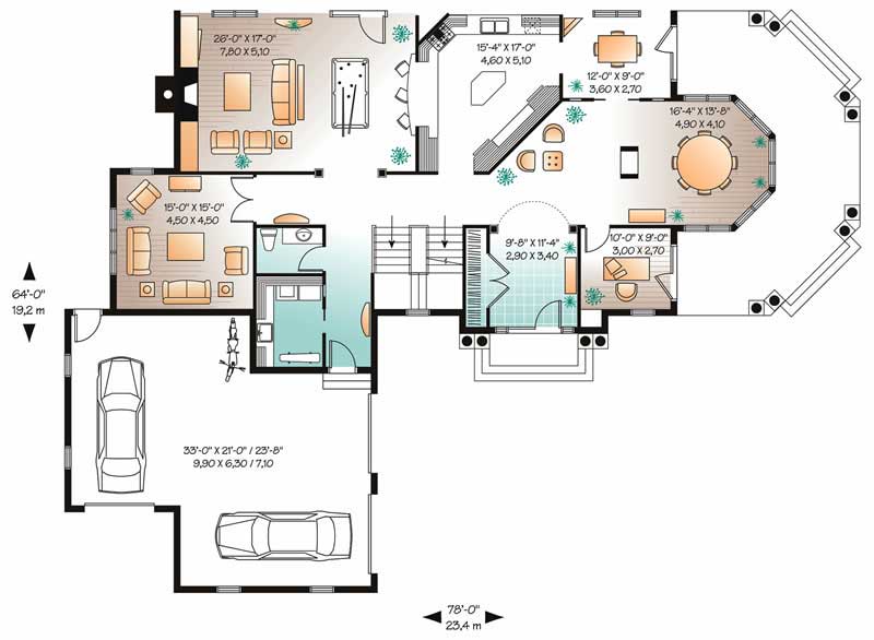 Floor Plan First Story of Contemporary Plan #126-1446