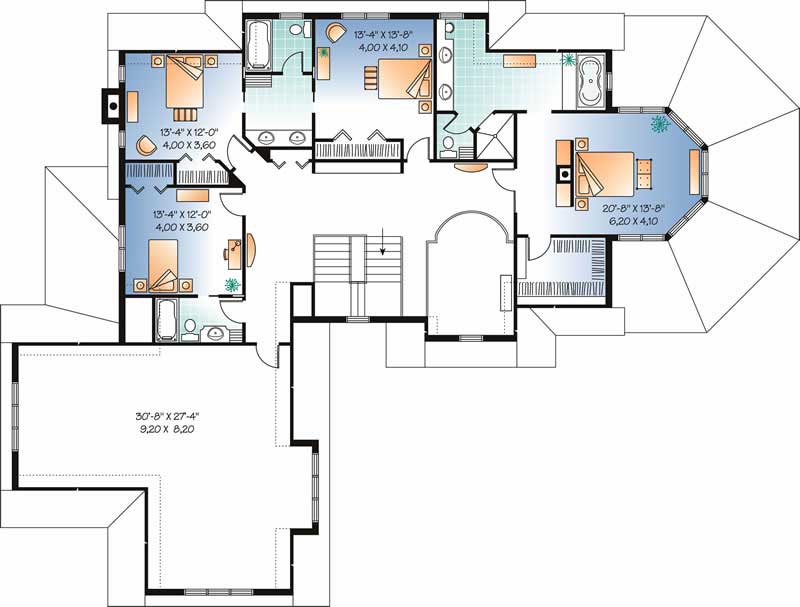Floor Plan Second Story of Contemporary Plan #126-1446