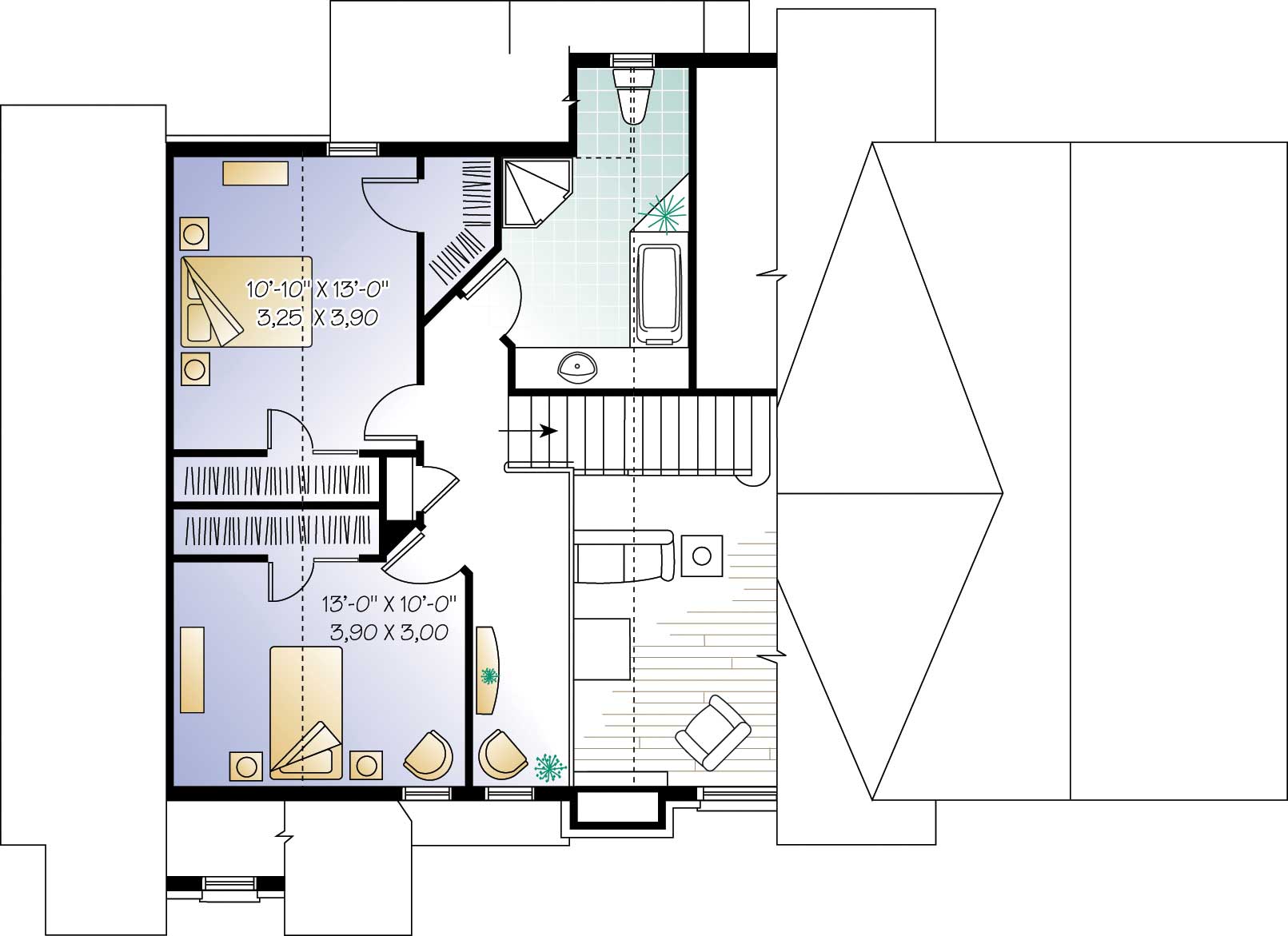 Floor Plan Second Story of Contemporary Plan #126-1450