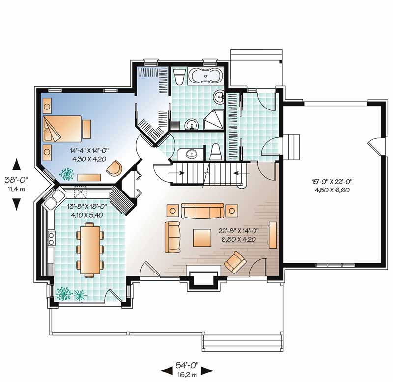Floor Plan First Story of Contemporary Plan #126-1450