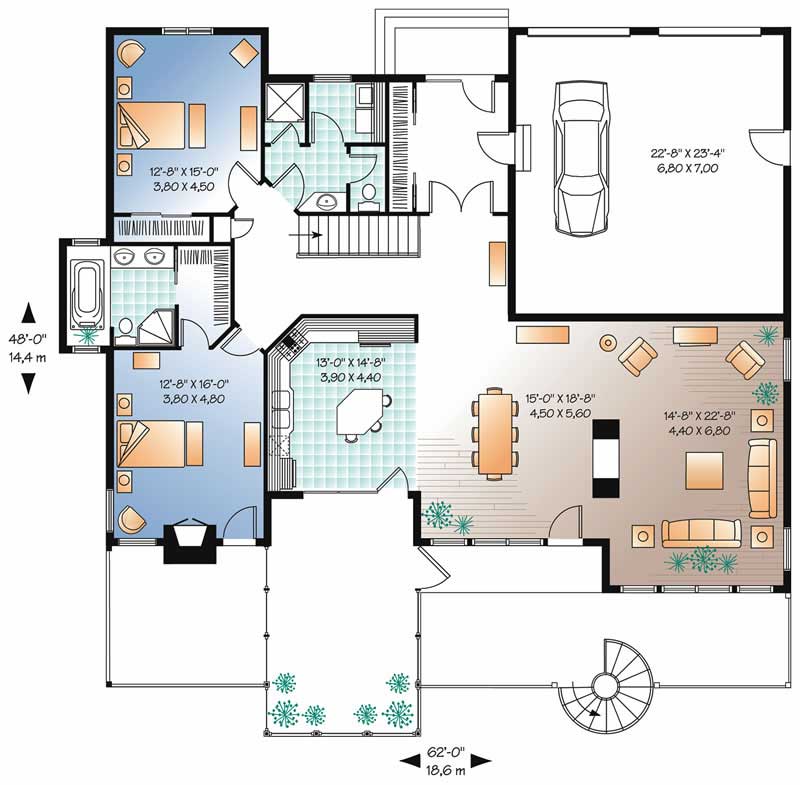 Floor Plan First Story of Coastal Plan #126-1451