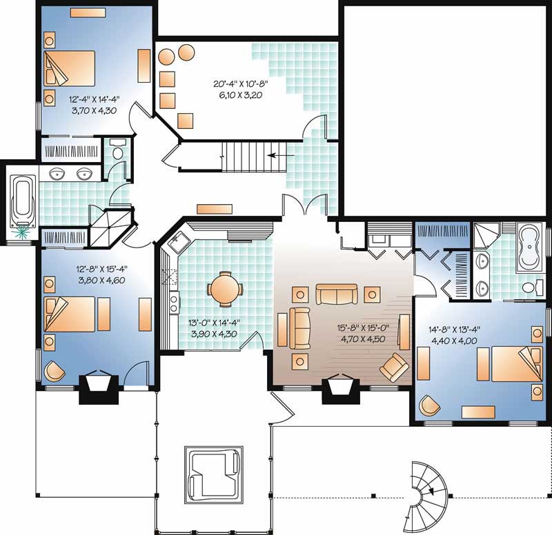 Floor Plan Second Story of Coastal Plan #126-1451