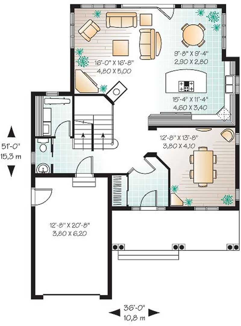 Floor Plan First Story of Country Plan #126-1452