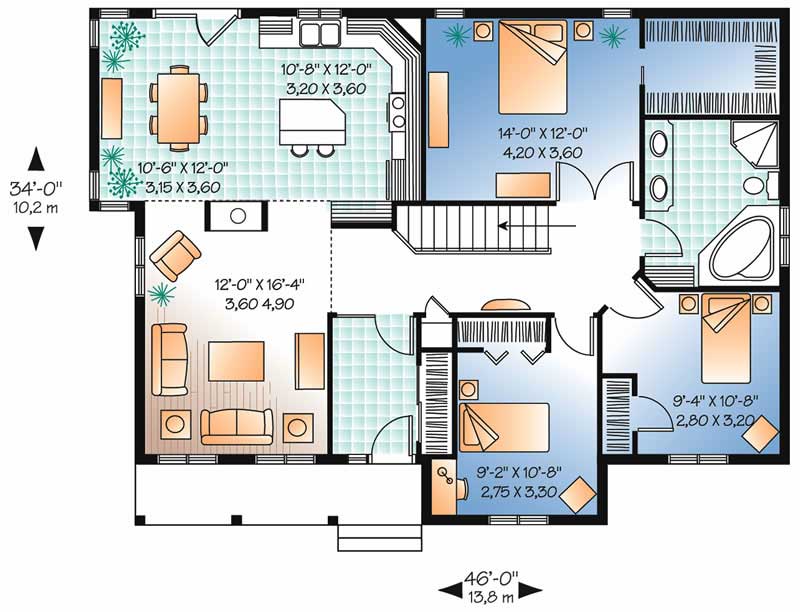 Floor Plan First Story of Country Plan #126-1453