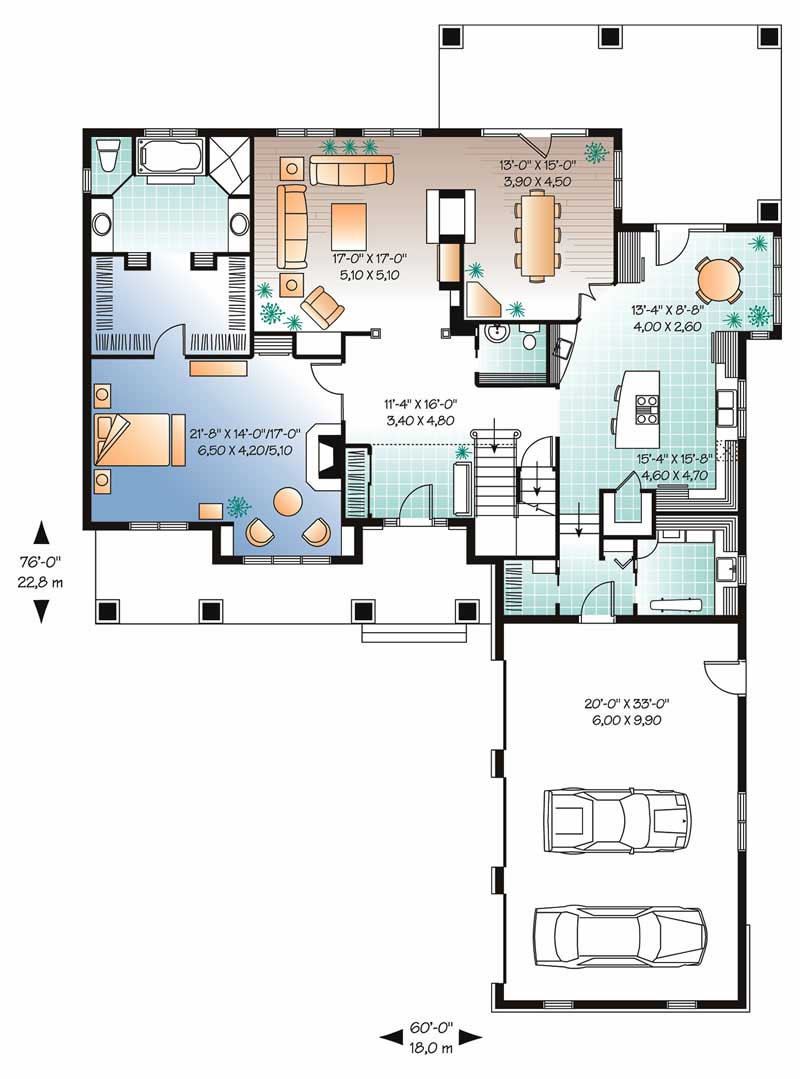 Floor Plan First Story of Contemporary Plan #126-1454