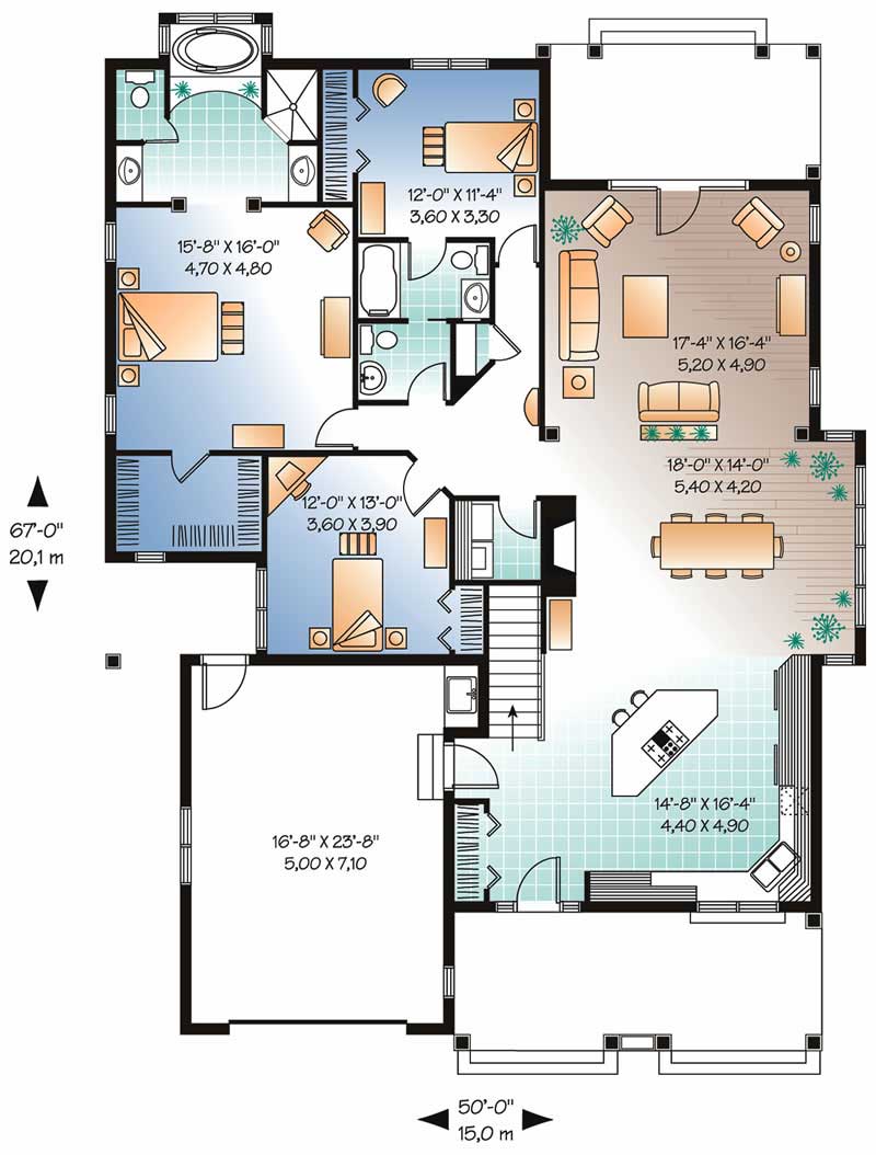 Floor Plan First Story of Contemporary Plan #126-1456