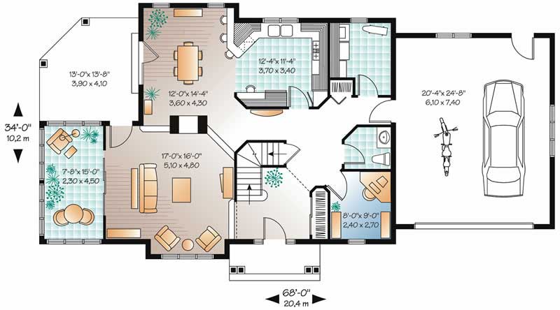 Floor Plan First Story of Country Plan #126-1457