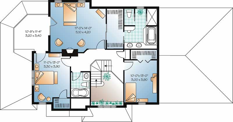 Floor Plan Second Story of Country Plan #126-1457